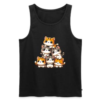 Stack of Kitty Cats Stack Kawaii Meowtain Anime - Men's Premium Organic Tank Top - black - Front - Michal (187cm)