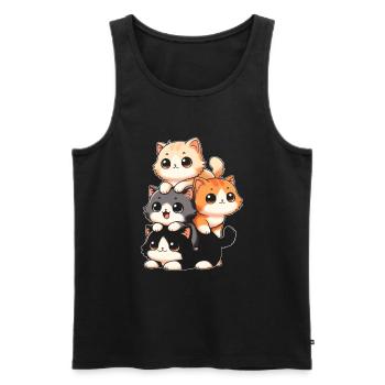 Stack of Kitty Cats Stack Kawaii Meowtain Anime - Men's Premium Organic Tank Top - black - Front - Michal (187cm)