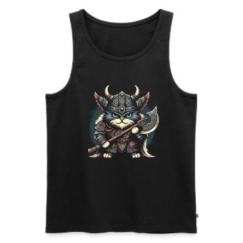 Viking Cat Helmet Nordic Cat Lover Norwegian - Men's Premium Organic Tank Top - black - Front - Michal (187cm)