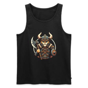 Viking Cat Helmet Nordic Cat Lover Norwegian - Men's Premium Organic Tank Top - black - Front - Michal (187cm)