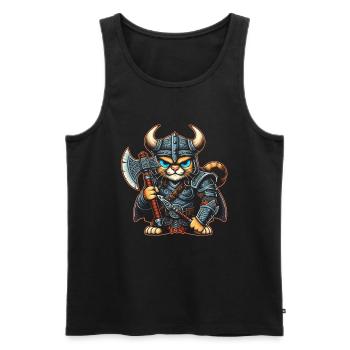 Viking Cat Helmet Nordic Cat Lover Norwegian - Men's Premium Organic Tank Top - black - Front - Michal (187cm)