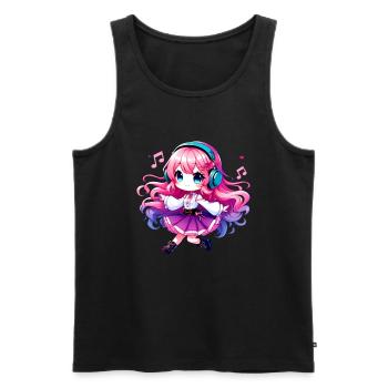 Kawaii Chibi Anime Girl Anime Merch Japanese - Men's Premium Organic Tank Top - black - Front - AI Model Male 178 light (178cm)
