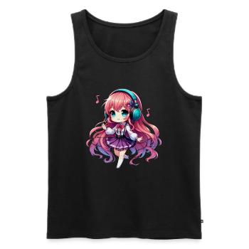 Kawaii Chibi Anime Girl Anime Merch Japanese - Men's Premium Organic Tank Top - black - Front - AI Model Male 178 light (178cm)