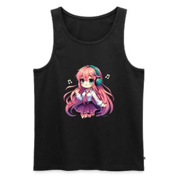 Kawaii Chibi Anime Girl Anime Merch Japanese - Men's Premium Organic Tank Top - black - Front - AI Model Male 178 light (178cm)