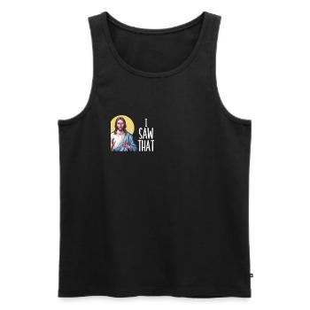 I Saw Jesus Meme Funny Christian - Men's Premium Organic Tank Top - black - Front - AI Model Male 178 light (178cm)