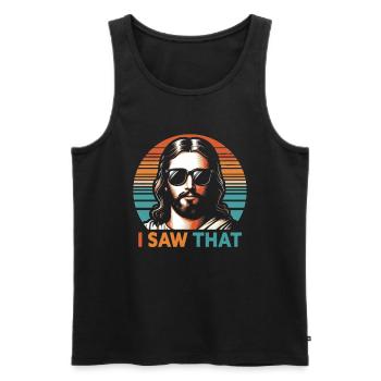 I Saw Jesus Meme Funny Christian - Men's Premium Organic Tank Top - black - Front - AI Model Male 178 light (178cm)