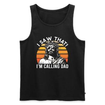 I Saw Jesus Meme Funny Christian - Men's Premium Organic Tank Top - black - Front - AI Model Male 178 light (178cm)