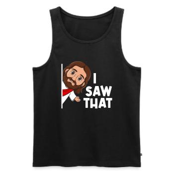 I Saw Jesus Meme Funny Christian - Men's Premium Organic Tank Top - black - Front - AI Model Male 178 light (178cm)