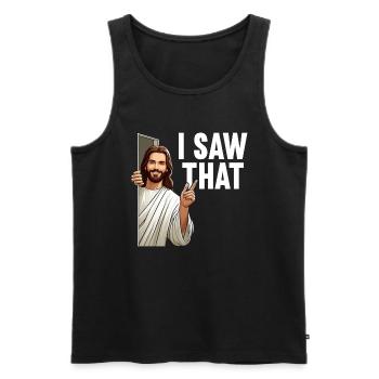 I Saw Jesus Meme Funny Christian - Men's Premium Organic Tank Top - black - Front - AI Model Male 178 light (178cm)
