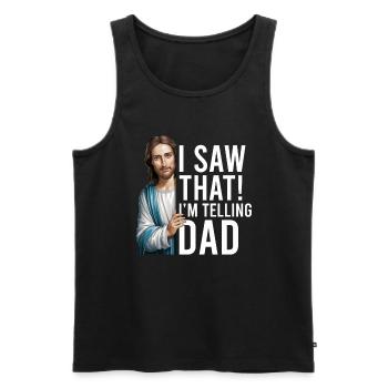 I Saw Jesus Meme Funny Christian - Men's Premium Organic Tank Top - black - Front - AI Model Male 178 light (178cm)
