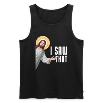 I Saw Jesus Meme Funny Christian - Men's Premium Organic Tank Top - black - Front - AI Model Male 178 light (178cm)