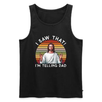 I Saw Jesus Meme Funny Christian - Men's Premium Organic Tank Top - black - Front - AI Model Male 178 light (178cm)
