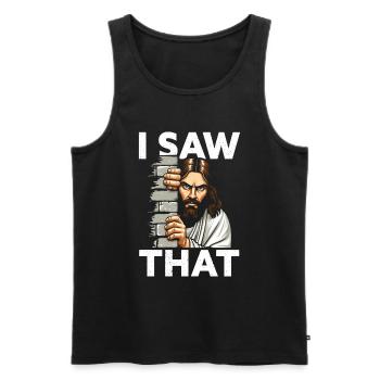 I Saw Jesus Meme Funny Christian - Men's Premium Organic Tank Top - black - Front - AI Model Male 178 light (178cm)