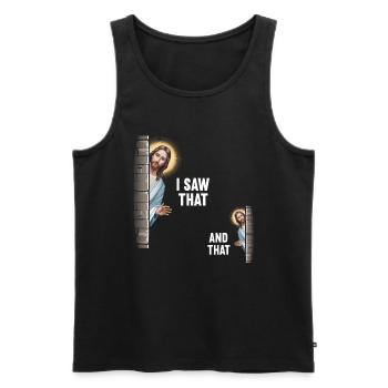 I Saw Jesus Meme Funny Christian - Men's Premium Organic Tank Top - black - Front - AI Model Male 178 light (178cm)
