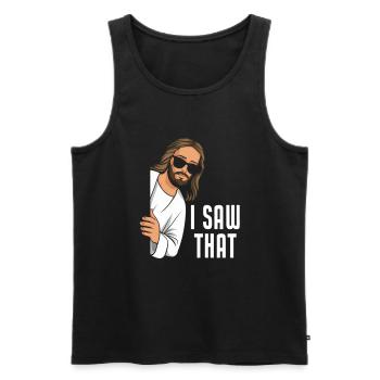 I Saw Jesus Meme Funny Christian - Men's Premium Organic Tank Top - black - Front - AI Model Male 178 light (178cm)