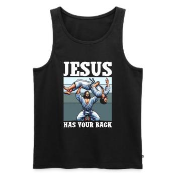 Jésus vous soutient BJJ Jiu Jitsu Christian - Débardeur bio Premium Homme - noir - Devant - Michal (187cm)