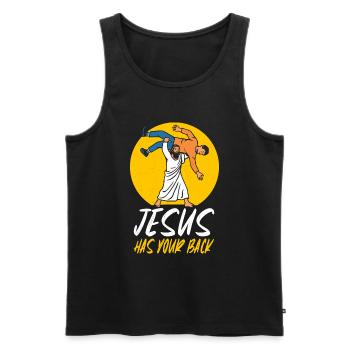 Jésus vous soutient BJJ Jiu Jitsu Christian - Débardeur bio Premium Homme - noir - Devant - Michal (187cm)