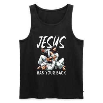 Jésus vous soutient BJJ Jiu Jitsu Christian - Débardeur bio Premium Homme - noir - Devant - Michal (187cm)