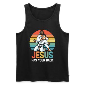Kawaii Chibi Anime Girl Anime Merch Japanese - Men's Premium Organic Tank Top - black - Front - AI Model Male 178 light (178cm)