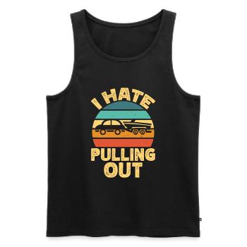 Funny boat boat captain pulling out - Men's Premium Organic Tank Top - black - Front - AI Model Male 178 light (178cm)