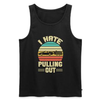 Funny boat boat captain pulling out - Men's Premium Organic Tank Top - black - Front - AI Model Male 178 light (178cm)