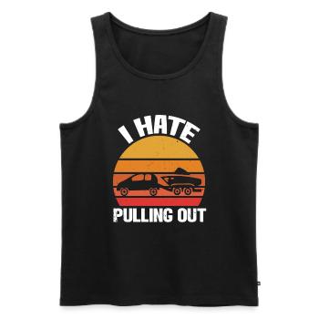 Funny boat boat captain pulling out - Men's Premium Organic Tank Top - black - Front - AI Model Male 178 light (178cm)