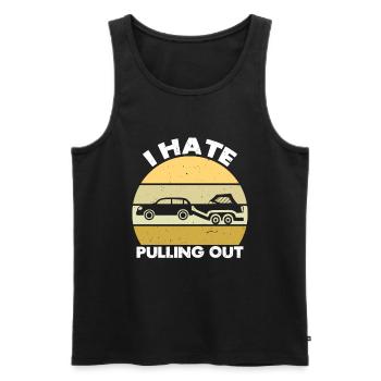 Funny boat boat captain pulling out - Men's Premium Organic Tank Top - black - Front - AI Model Male 178 light (178cm)