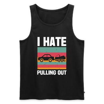 Funny boat boat captain pulling out - Men's Premium Organic Tank Top - black - Front - AI Model Male 178 light (178cm)