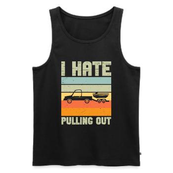 Funny boat boat captain pulling out - Men's Premium Organic Tank Top - black - Front - AI Model Male 178 light (178cm)