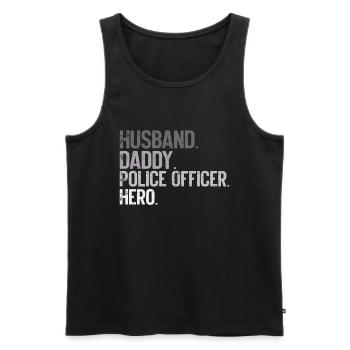 Agent de police, ligne bleue, application de la loi - Débardeur bio Premium Homme - noir - Devant - AI Model Male 178 light (178cm)