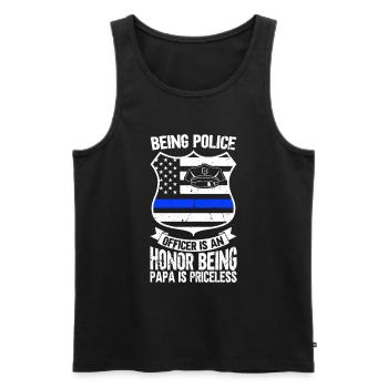 Agent de police, Ligne bleue, Application de la loi - Débardeur bio Premium Homme - noir - Devant - AI Model Male 178 light (178cm)
