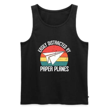 Papierflugzeug Origami Papierflugzeug Master - Männer Premium Bio Tank Top - Schwarz - Vorne - AI Model Male 178 light (178cm)