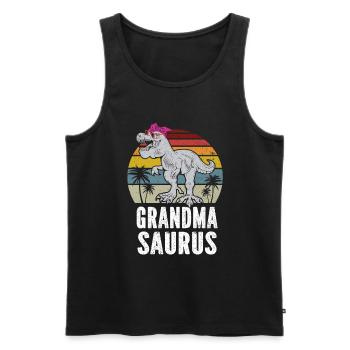 Omasaurus T Rex Dinosaurier Oma Nana - Männer Premium Bio Tank Top - Schwarz - Vorne - AI Model Male 178 light (178cm)