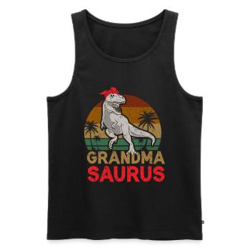 Omasaurus T Rex Dinosaurier Oma Nana - Männer Premium Bio Tank Top - Schwarz - Vorne - AI Model Male 178 light (178cm)