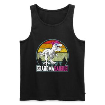 Omasaurus T Rex Dinosaurier Oma Nana - Männer Premium Bio Tank Top - Schwarz - Vorne - AI Model Male 178 light (178cm)
