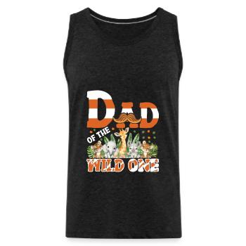 Papa Of The Wild One Birthday Zoo Theme Safari - Men's Premium Organic Tank Top - charcoal grey - Front - Alexander (188cm)