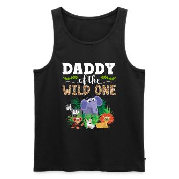 Papa Of The Wild One Birthday Zoo Theme Safari - Men's Premium Organic Tank Top - black - Front - Michal (187cm)