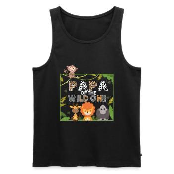 Papa Of The Wild One Birthday Zoo Theme Safari - Men's Premium Organic Tank Top - black - Front - AI Model Male 178 light (178cm)