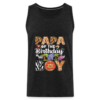 Papa Of The Wild One Birthday Zoo Theme Safari - Men's Premium Organic Tank Top - charcoal grey - Front - Alexander (188cm)