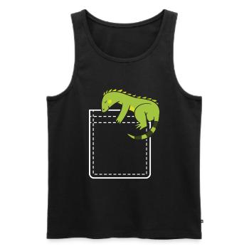 Herpétologiste amateur de reptiles iguanien - Débardeur bio Premium Homme - noir - Devant - Michal (187cm)