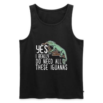 Herpétologiste amateur de reptiles iguanien - Débardeur bio Premium Homme - noir - Devant - Michal (187cm)