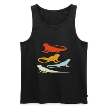 Herpétologiste amateur de reptiles iguanien - Débardeur bio Premium Homme - noir - Devant - Michal (187cm)