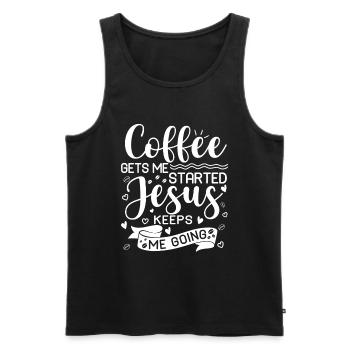 Le café me fait avancer, Jésus me fait avancer - Débardeur bio Premium Homme - noir - Devant - Michal (187cm)