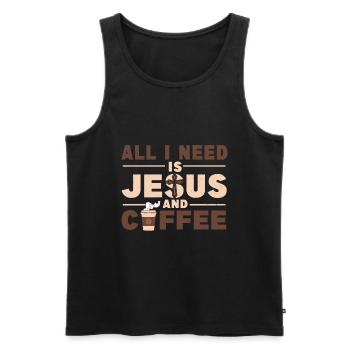 All I Need Is Coffee And Jesus - Männer Premium Bio Tank Top - Schwarz - Vorne - AI Model Male 178 light (178cm)