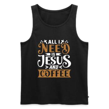 All I Need Is Coffee And Jesus - Männer Premium Bio Tank Top - Schwarz - Vorne - AI Model Male 178 light (178cm)