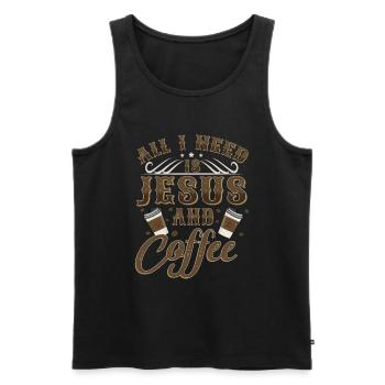 All I Need Is Coffee And Jesus - Männer Premium Bio Tank Top - Schwarz - Vorne - AI Model Male 178 light (178cm)