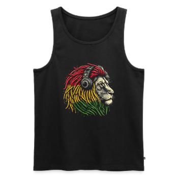 Lion jamaïcain Reggae Root Lion Judah Rasta - Débardeur bio Premium Homme - noir - Devant - Michal (187cm)