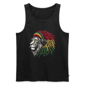 Lion jamaïcain Reggae Root Lion Judah Rasta - Débardeur bio Premium Homme - noir - Devant - Michal (187cm)