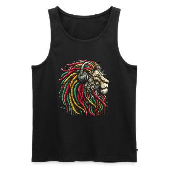 Lion jamaïcain Reggae Root Lion Judah Rasta - Débardeur bio Premium Homme - noir - Devant - Michal (187cm)