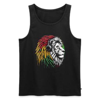 Lion jamaïcain Reggae Root Lion Judah Rasta - Débardeur bio Premium Homme - noir - Devant - Michal (187cm)